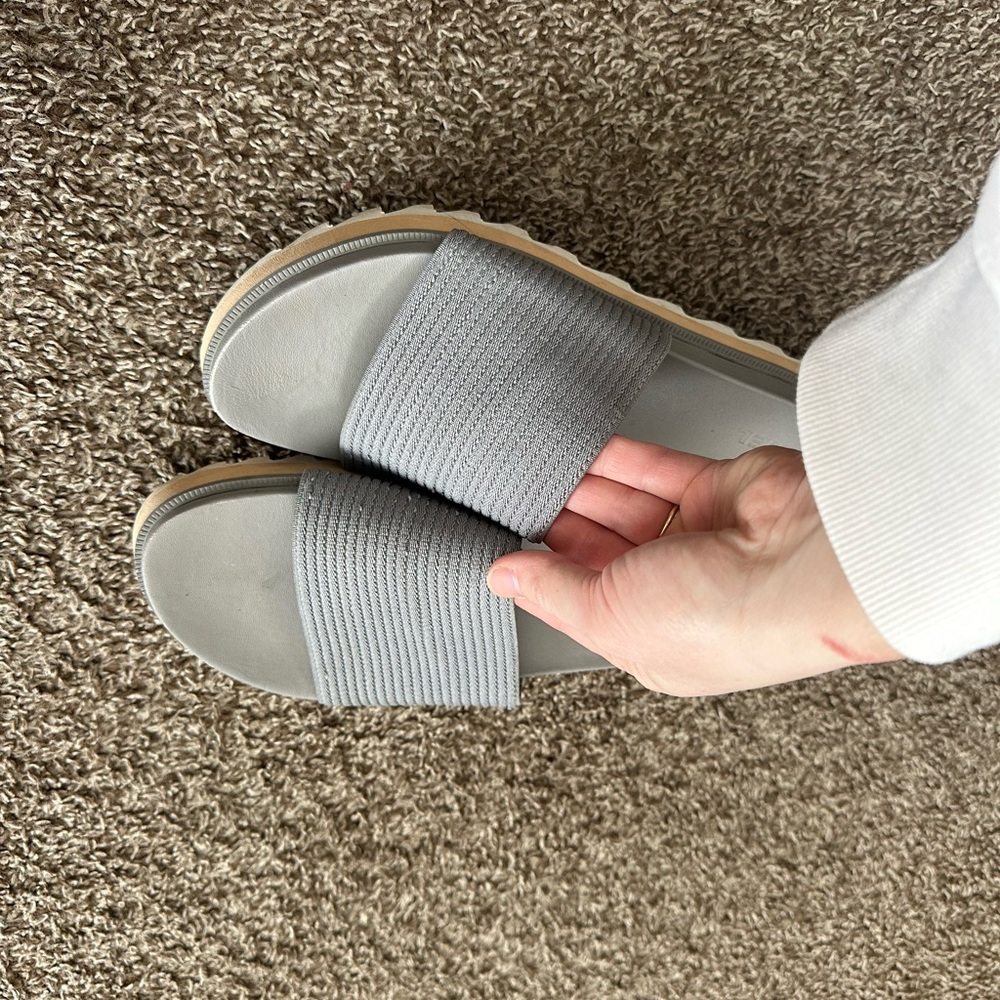 Sorel Gray Textured Slide Sandals